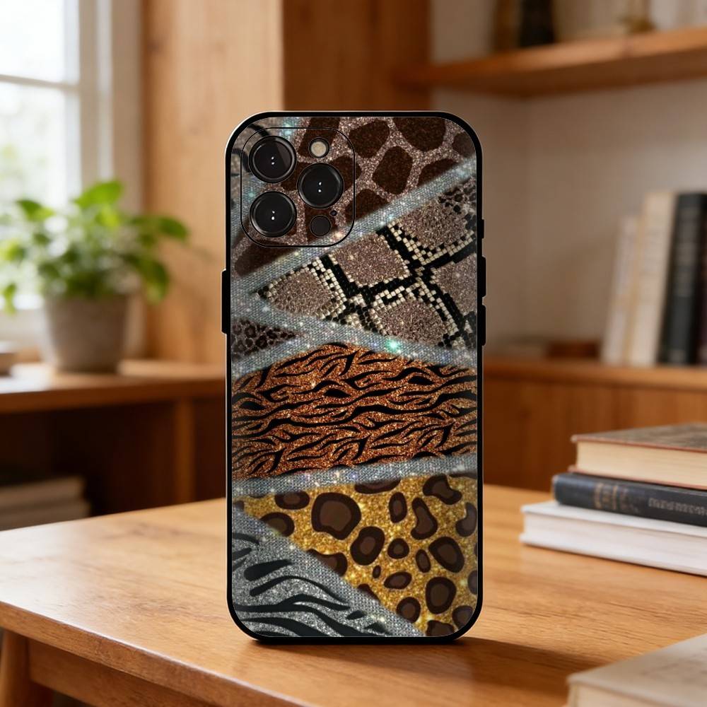 L-Luxury L-Leopard Print Fashion Phone Case For iPhone17,16,15,14,13,12,Plus,Pro Max, 5G Others Soft Black Cover iPhone16plus