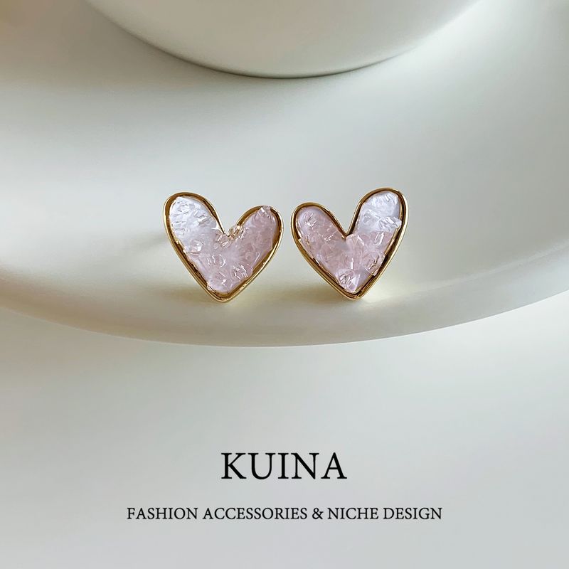 

Exquisite Small Pink Crystal Love Heart Stud Earrings Women s Niche Design Sterling Silver Earring/Pin Unique Fancy Earrings As Shown in Pictures