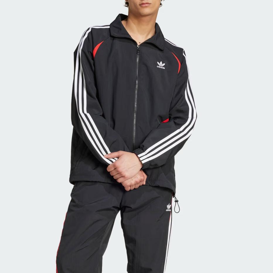 Adidas Originals Archive Track Top With Color-Block Logo Design And Comfortable Stand-Up Collar Long Sleeve Jacket Men Tops Black IY2092