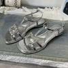Fashion Crystal Flats Women Sandals Summer Casual Dress Shoes Fashion Woman Slippers New 2025 Designer Slides Walking Sandalias De Mujer