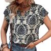 Damen T-Shirt mit Blumenmuster, kurzen Ärmeln, Sommer-Freizeit-Outfit