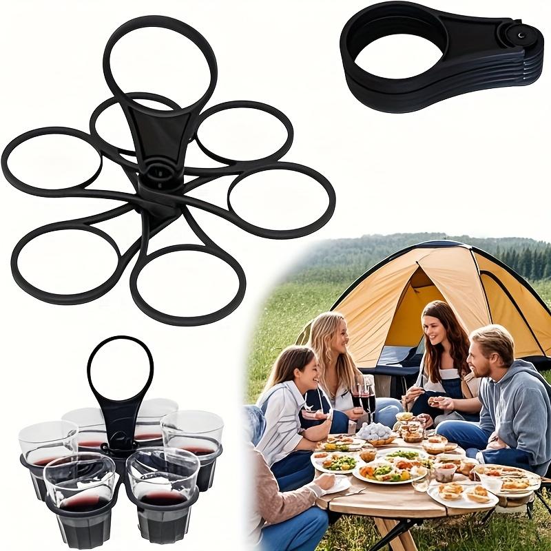 2PC Folding Cup Holder 6-layers Rotatable Portable Reusable Pocket sized Tea Wine Water Beverage Stand Six Cup Coffee Cup Holder
