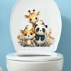 Self-adhesive Cartoon Cute Animals Flowers Toilet Wall Stickers for Bathroom Home Decor