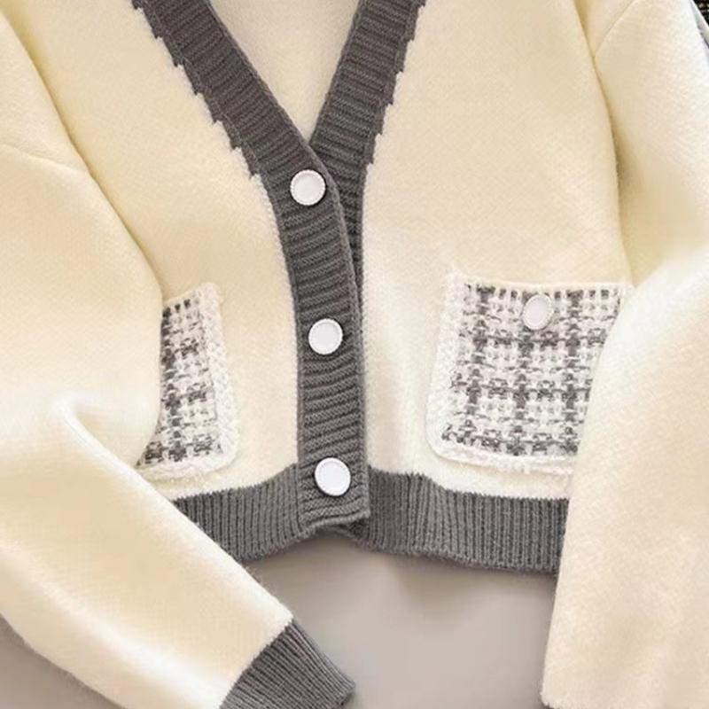 Herbst und Winter Langarm Lässiger Cardigan Pullover Damen Jacke Mode V-Ausschnitt Elegant Gestrickte Cardigans Damen Slim Fit Vintage Damen Strickwaren 24793