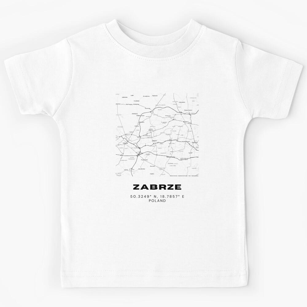 Zabrze Poland Map | Minimalist Black and White City Poster Kids T-Shirt 160
