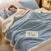 Thickened Warm Coral Fleece Blanket Soft Cozy Striped Pattern Throw Blankets for Sofa Bed Autumn Winter Plush Duvets Blankets