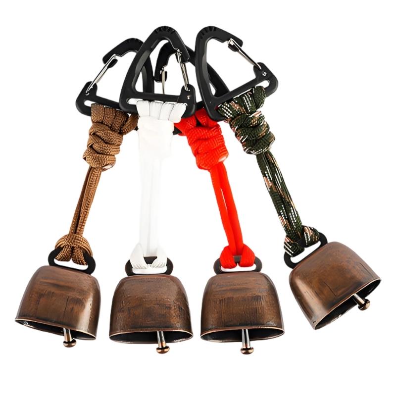 Outdoor Bear Bells Metal Loud Hiking Bells Pendant Keychains with Carabiner Hook for Hiking Camping And Pet Tracking
