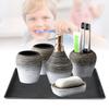 Ceramic Bathroom Accessory Set, 5pcs Soap Dispenser with Tray, Toothbrush Holder, Soap Dish, Vanity Organizer, Bathroom Decor