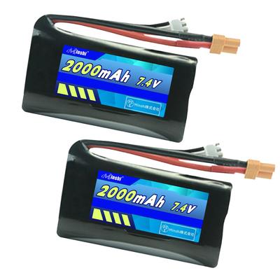 MINSHI Celeb 7.4V 2000mAh Μπαταρία LiPo (Σετ των 2) Με βύσμα XT30, Συμβατό με RC Αυτοκίνητα, RC Φορτηγά, RC Ελικόπτερα, FPV Drones, κ.λπ., 683618mm,
