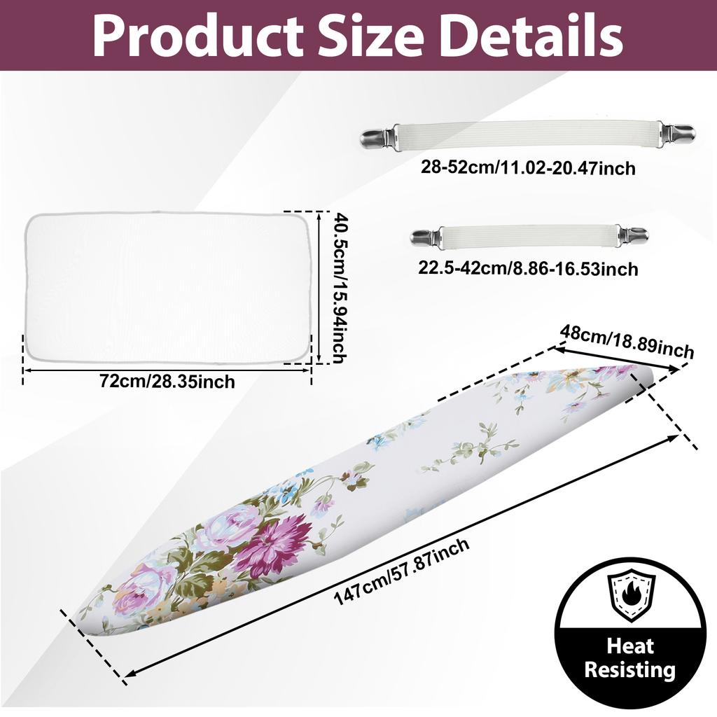 Ironing Board Cover Ironing Board Pad with Elastic Edges Universal Scorch Heat Resistant Small Ironing Board Cover Durable Tool