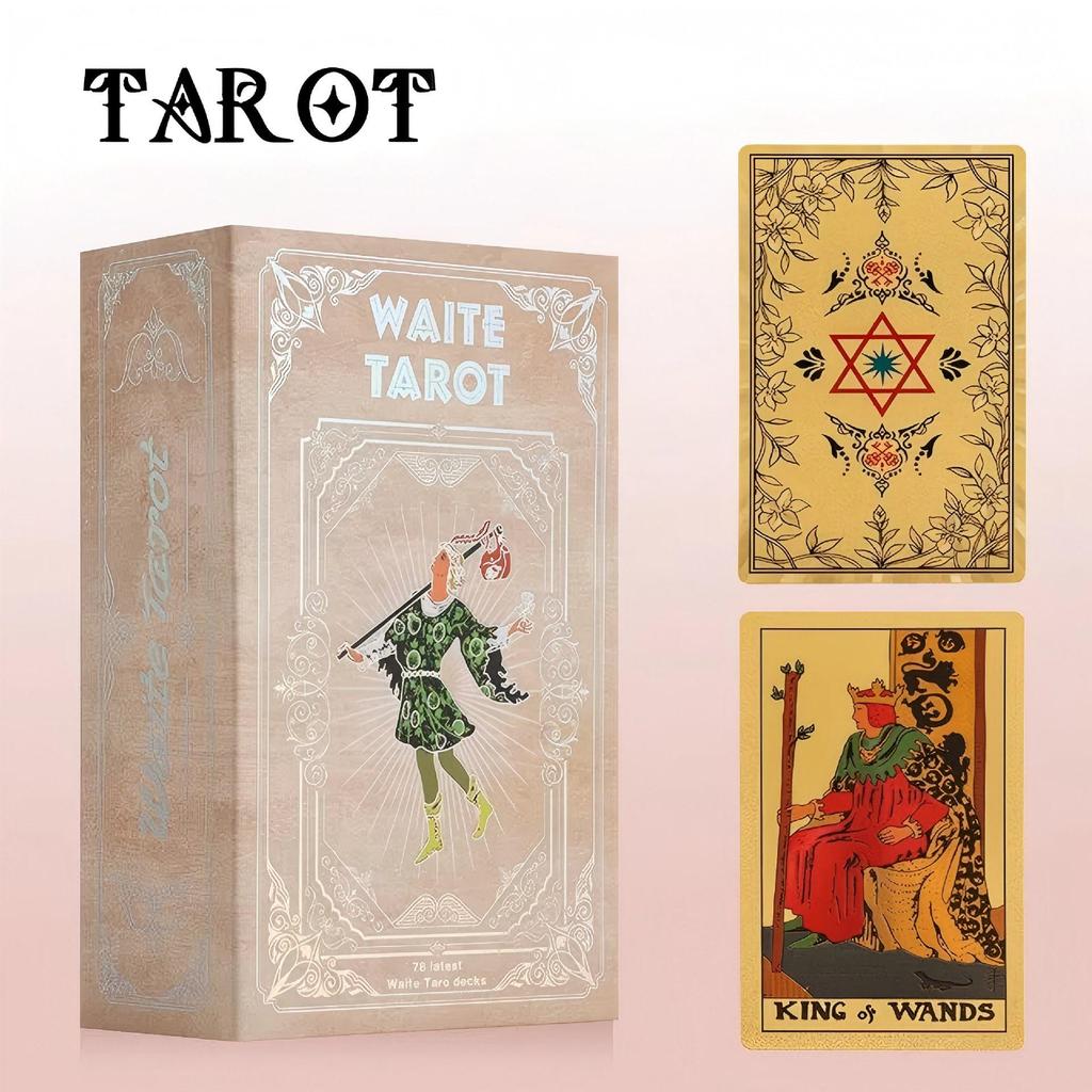 Gold Foil Waterproof PVC Tarot Cards - Color Printed Table Game with Hot Stamping