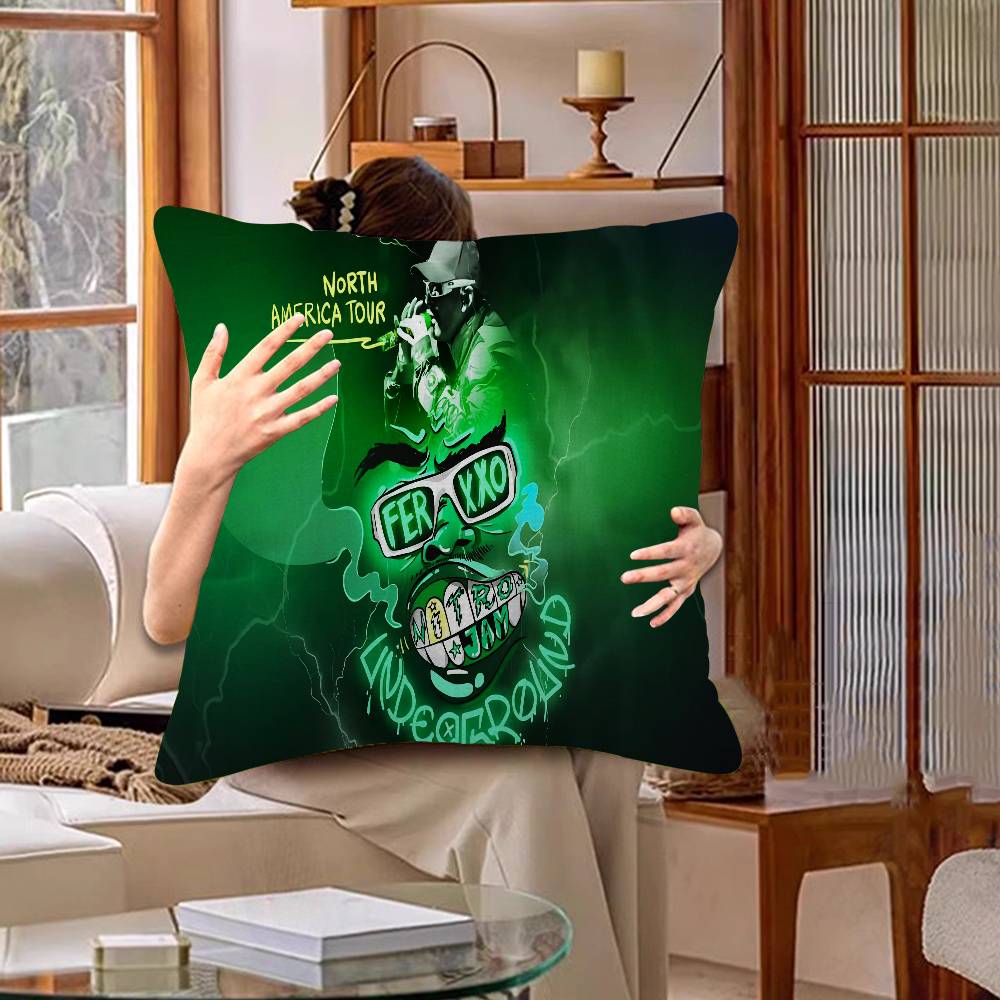 Ferxxo Hot Singer Feid Ferxxo Cushion Cover Polyester Sofa Cushions Decorative Throw Pillows Home Decoration Pillowcover
