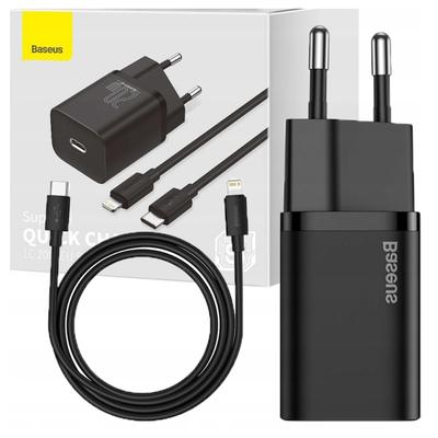 Baseus Super Si Quick Charger 1C 20W Network Charger With USB-C To Lightning Cable 1M (Black)