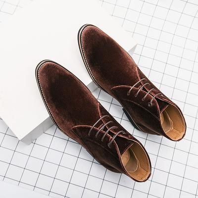 Botas de Lujo para Hombre de Cuero de Ante Zapatos de Moda para Negocios Botas Casuales Botines Estilo Británico Oficina Diario Originales con Cordones