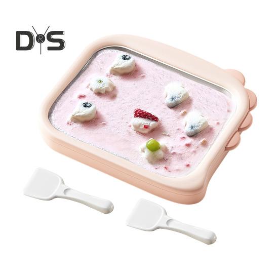 

Детская мороженица из нержавеющей стали для заморозки йогурта и сорбета с 2 скребками, без электричества, набор для самостоятельного изготовления домашнего мороженого для семейного отдыха светло-розовый