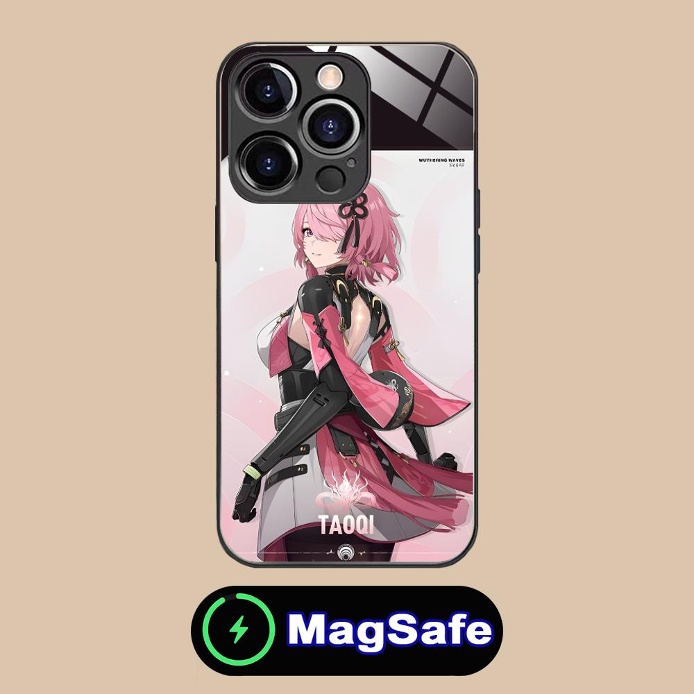 

Wuthering Waves Taoqi Mobile Phone Case for iPhone 17 16 15 14 13 12 11 Air Pro Max Plus Mini MagSafe Glass Colorful Cover Cover iPhone 13 mini