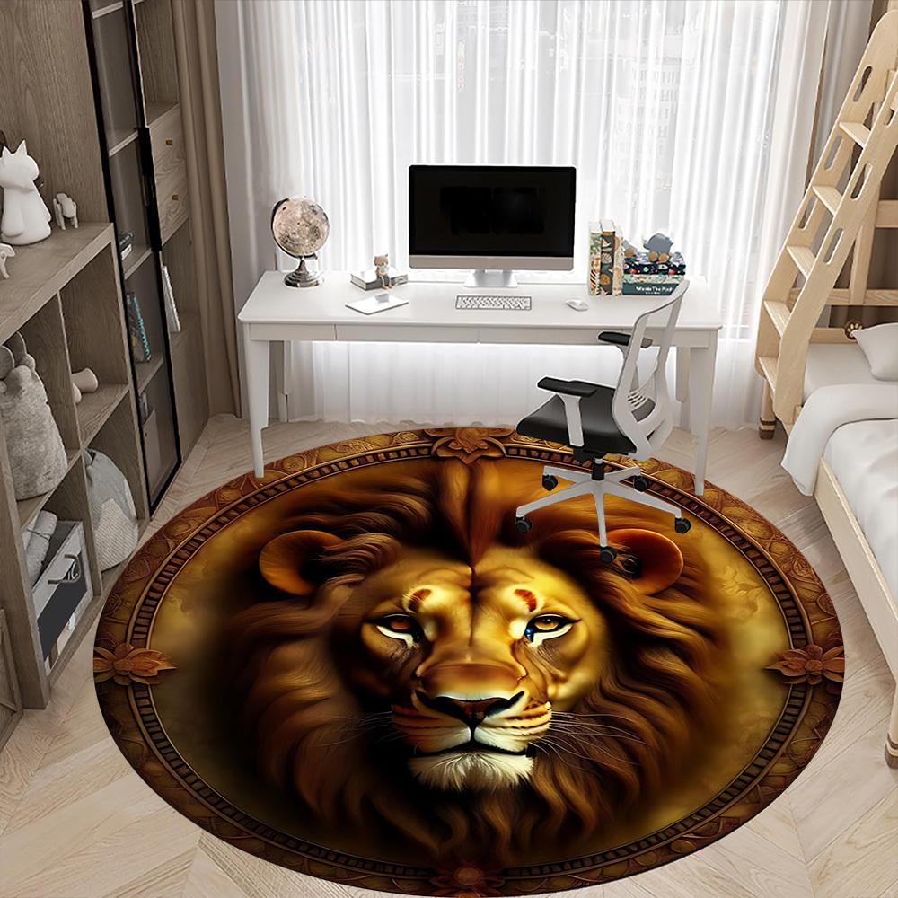 1pc Lion Head Ornament Chair Carpet for Office, Soft Comfortable Mat For Office, Living Room, Bedroom, Machine Washable Carpet Yy251112138