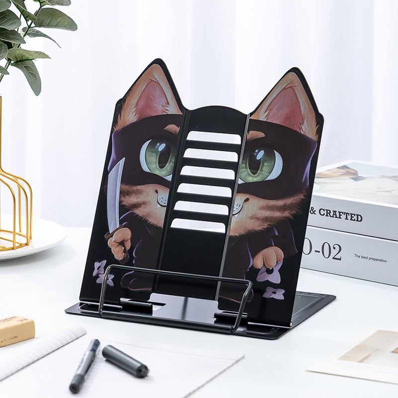 Suport metalic reglabil pentru citit Cărți Tablete Corecția Posturii Suport de birou Design cu urechi de pisică Multiple culori Mingqiang 317A4 Cat Ear Clip Black
