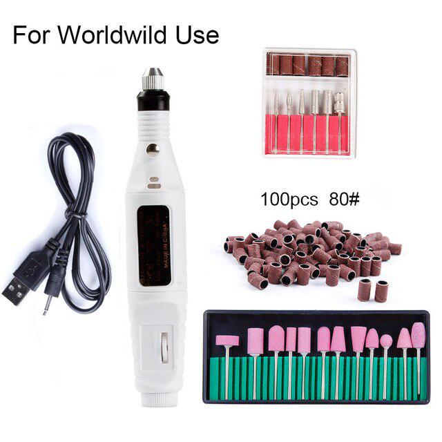 Professional Nail Drill Machine Nail Pen Machine Drill Bits Mill Cutter Pedicure Gel Polish Remover