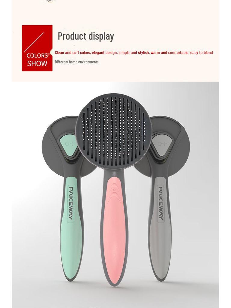 Pet Grooming Comb: Self-Cleaning Brush for Cat & Dog Hair Removal and Massage