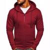 Cross-Border Men's Zipper Hoodie Fleece Pullover Cardigan, Customizable Logo, 2025 Model (W3841)