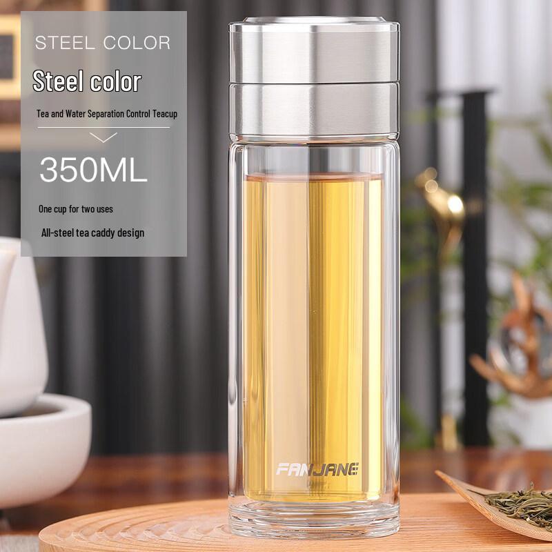 Portable Double-Wall Tea Infuser Glass Bottle
