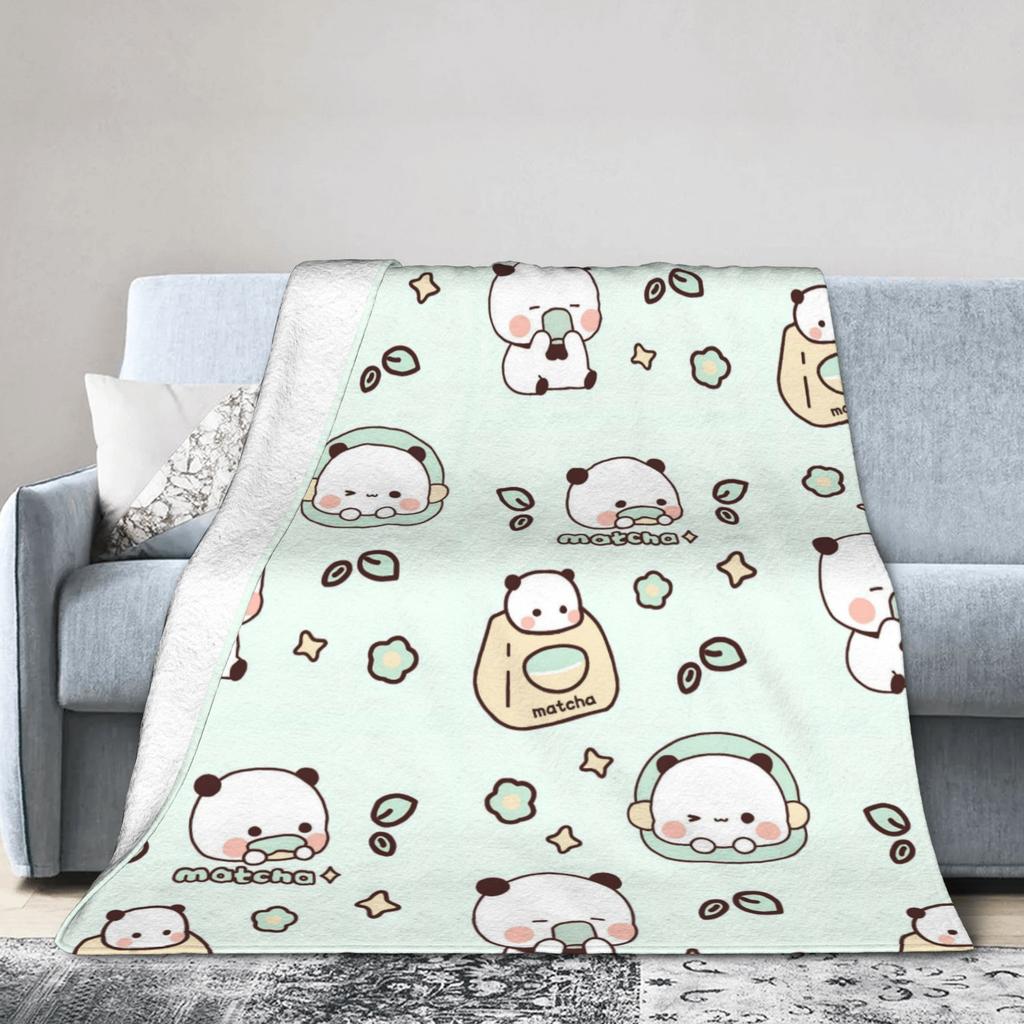 Cartoon Panda Bubu Dudu Blankets Fleece Print  Portable Lightweight Thin Throw Blanket for Bed Office Rug Piece