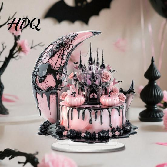 Unique Holiday Party Centerpieces Halloween Dark Style Table Decorations Acrylic Pink And Black Gothic Centerpiece Sweet Cool Home Accents Crescent