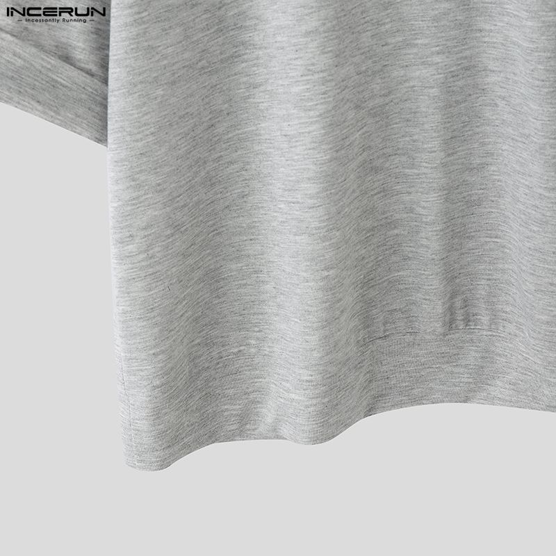 INCERUN Two Pieces Men Short Sleeve Splicing Hooded T-shirts Long Pants Sets