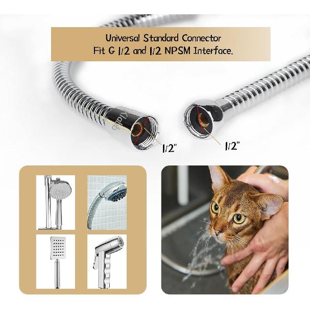 Klabb Shower Hose 96 Inches Extra Long Shower Hose Extension Klabb Stainless Steel Shower Head Hose Extra Long Flexible and Durable with Brass Insert