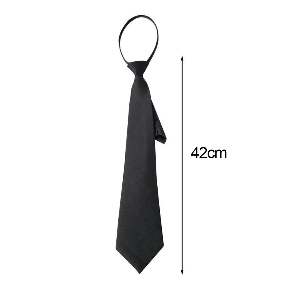 Unisex Black Simple Clip On Tie Security Tie Uniform Shirt Suit Neckties Steward Matte Funeral Lazy Neck Ties Men Women Students