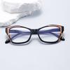 New Fashion Cat-Eye Anti-Blue Light Reading Glasses Two-Color Splicing Presbyopia Glasses Neutral Farsightedness Glasses +4.0