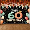 Happy 60 Birthday Banner Macaron Color Scheme Birthday Party Background Birthday Banner Crown Decoration For Friend Family