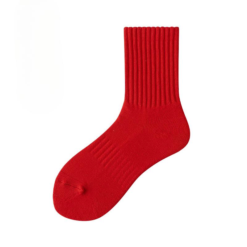 Men Spring and Autumn Fashion New Year's Pure Red Tube Cotton Socks