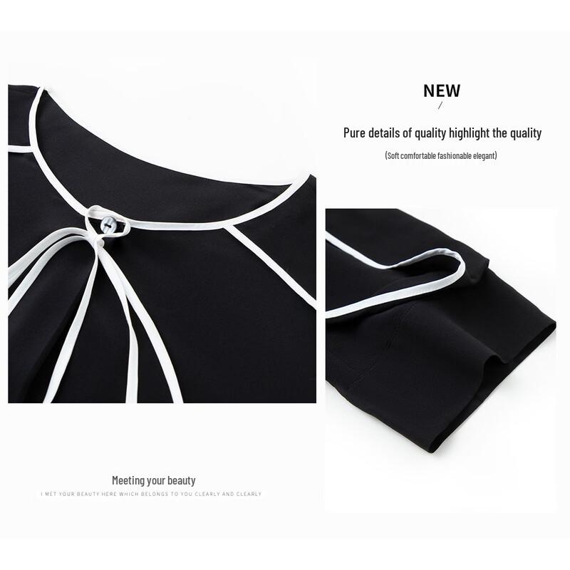 TUHUANG Women's Color Block Mulberry Silk Round Neck Shirt