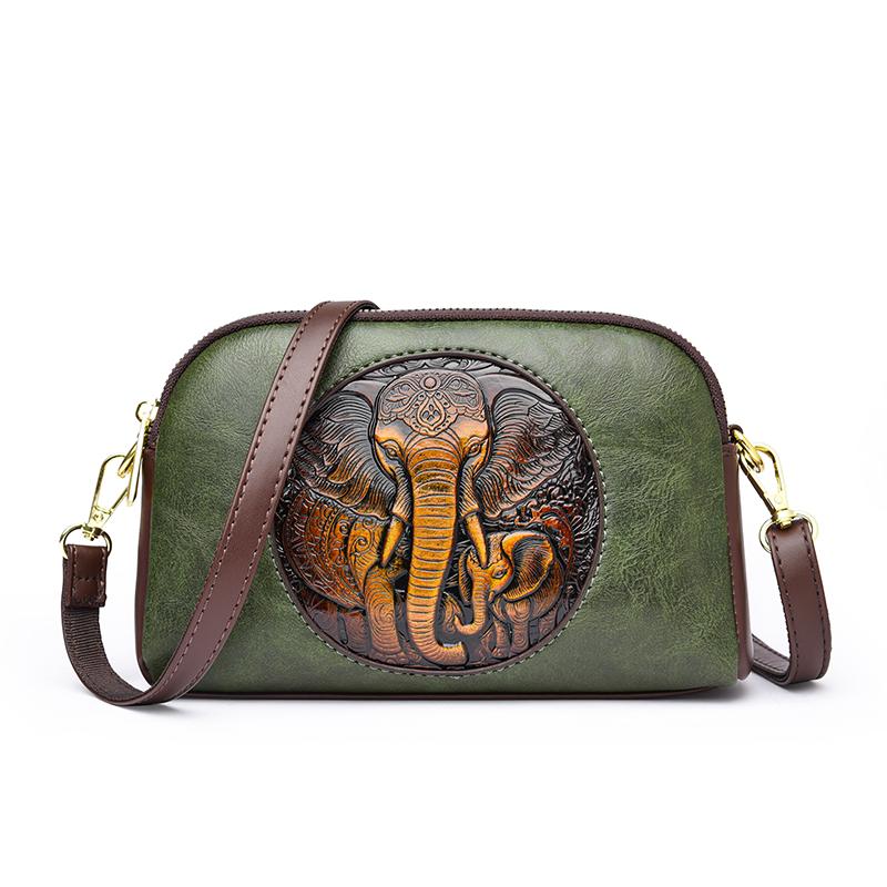 

Vintage Deer Head Embossed Distressed Pu Leather Crossbody Bag Multi-Pocket Mini Versatile Bag for Daily Commute Artistic Style 21cm 6cm 13cm