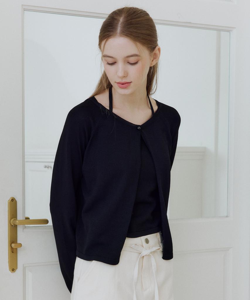 Itov Seoul (Set) One-Button Cardigan Set-Up Black
