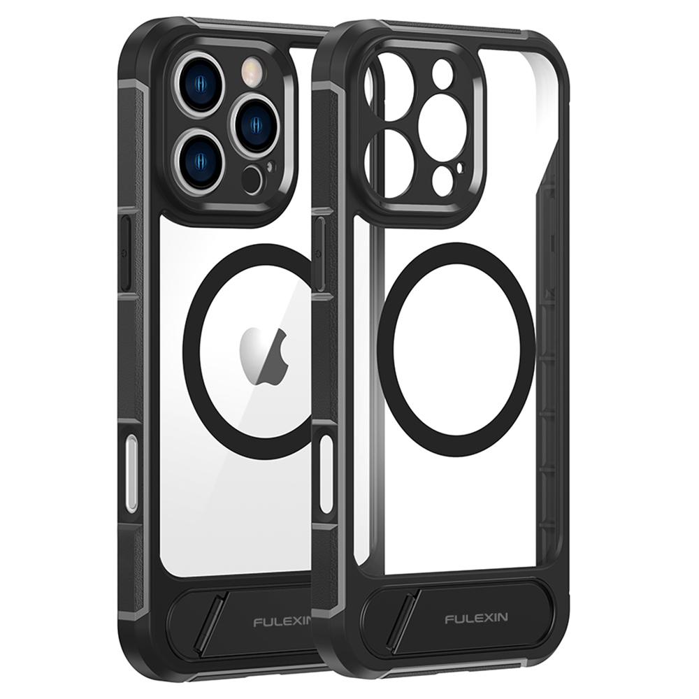 For iPhone 16 Pro Magnetic Case TPU + PC Kickstand Phone Back Cover