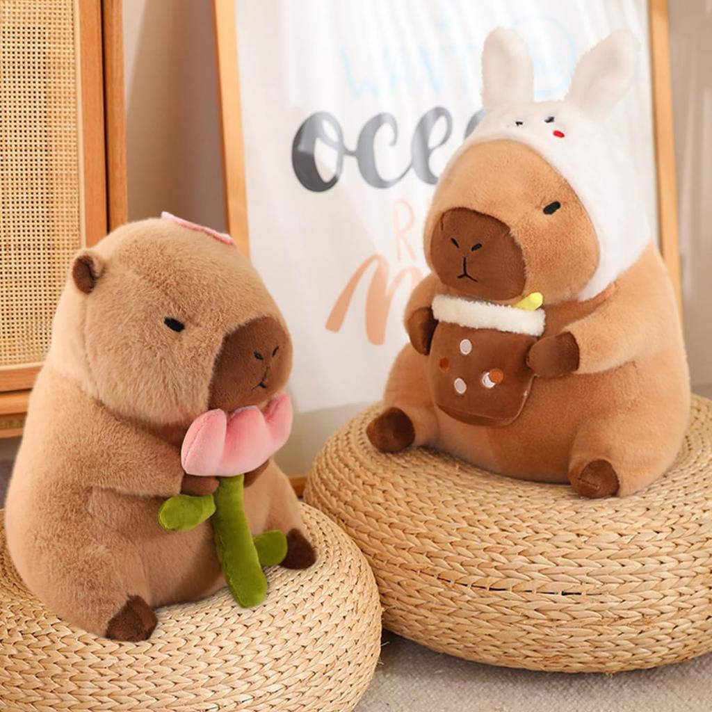 Capybara Plush Toy, Cute Stuffed Animals Kawaii Capibara Plush Pillow Christmas Birthday Easter Valentine's Day Gift for Kids Boys Girls 12"