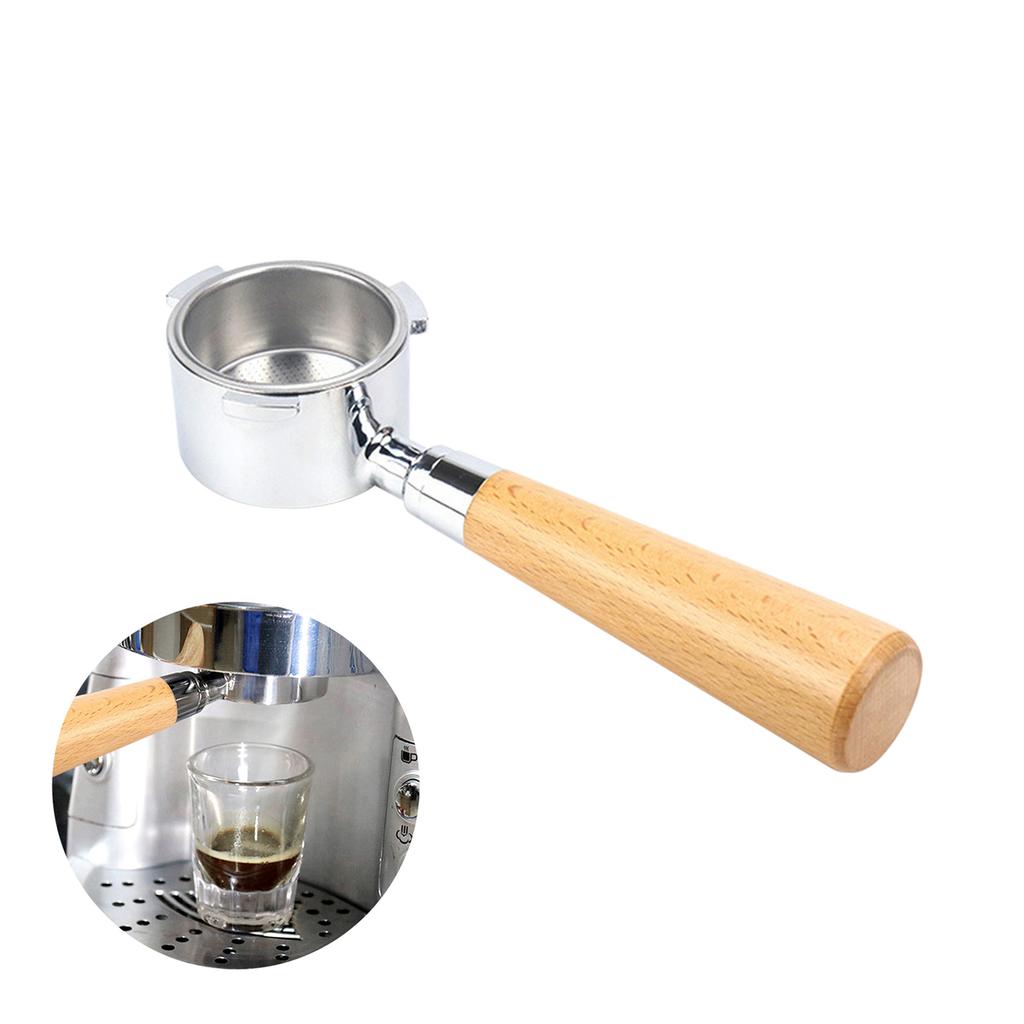 51mm Coffee Bottomless Portafilter with Filter Basket & Wooden Handle Replacement for   EC680 EC685 Coffee Machine Tool Reusable Alloy Filters 
