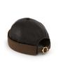 Eondeokeonteulolseutyudio Leather Brimless Cap Half Moon / Leather / Brown