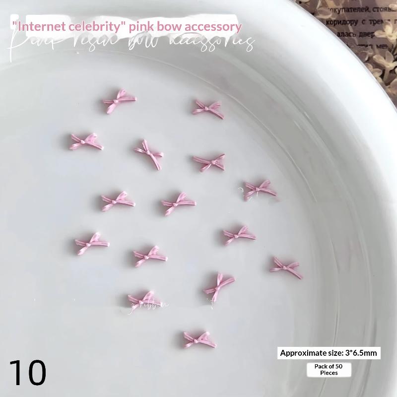 50Pcs Light Pink Bowknot Nail Charms 3D Resin Ribbon Bow Nail Art Decoration Mini Kawaii Bow Tie Manicure Supplies Diy
