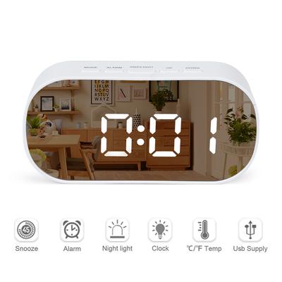 Original Led Väckarklocka Spegel Digital Bordsklocka Nattljus Snooze Med Temperatur Elektronisk Despertador Heminredning
