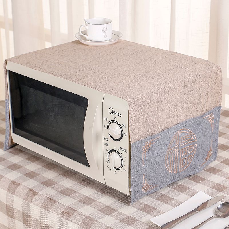 

Fabric Microwave Oven Cover For Home Kitchen Cover Cloth Multi-Purpose Double Rounds Storage Dustproof Cotton and Linen Embroidery Oven Cover Towel Wanfuka Microwave oven 35*100cm