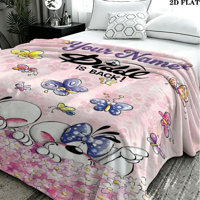 1PC Diddl Custom Name Patterned Flannel Blanket Suitable For All Seasons for Home Decor Warmth and Comfort Gifts Holiday Present