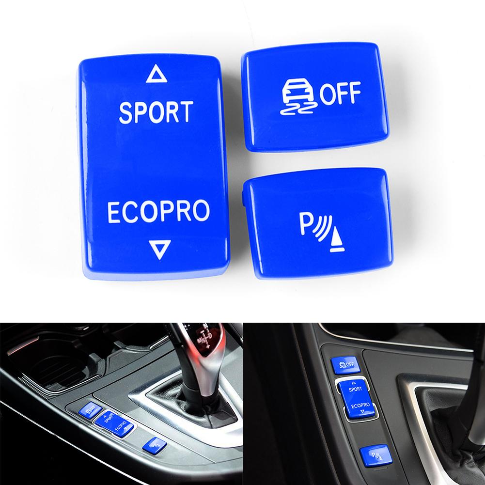 3pcs Car Gear Position Panel Button Knob Covers Blue Accessories For BMW 1 2 3 4 Series F20 F21 F22 F23 F30 F31 F34 F32 F33 F36