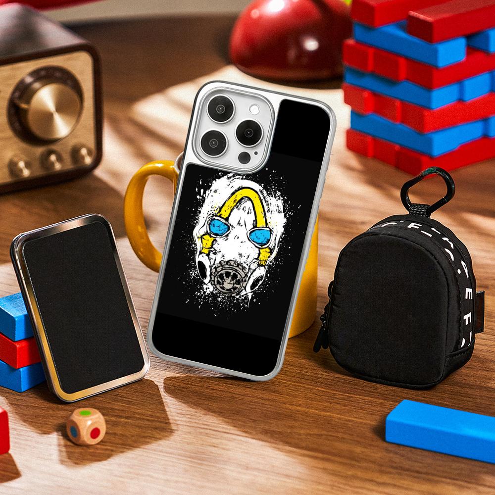 B-border-lands Hot Game Poster Pattern Phone Case for iPhone 16 15 14 13 12 11 Pro Max Sheepskin Silver-edged Protective Case