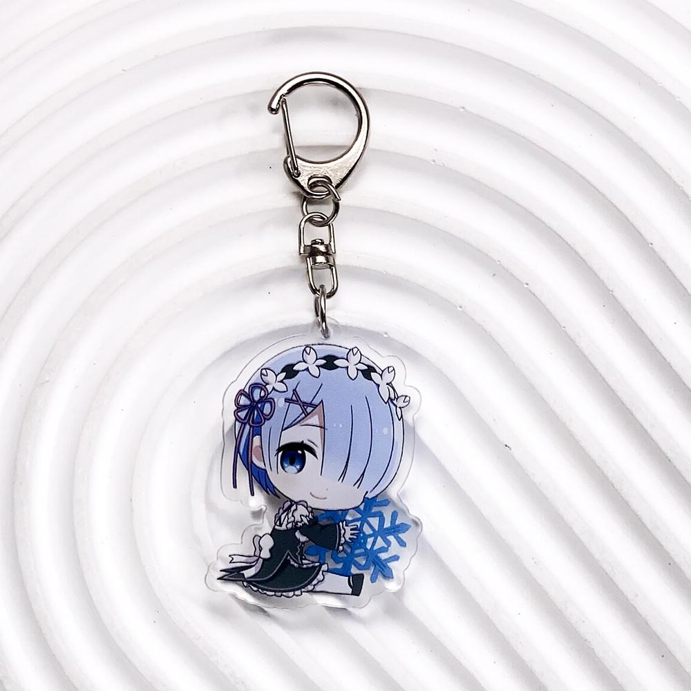 Anime Characters Re:Zero Trendy Cute Acrylic Keychain Accessories Bag Charm Creative Backpack Pendant Keyring Gifts For Friends