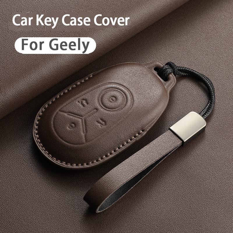 Leather Car Key Case Cover For Geely Galaxy L7 2022-2025 L6 Max 1.5t Plus Air Pro Galaxy L7 Max E8 E5 Car Key Shell Accessories