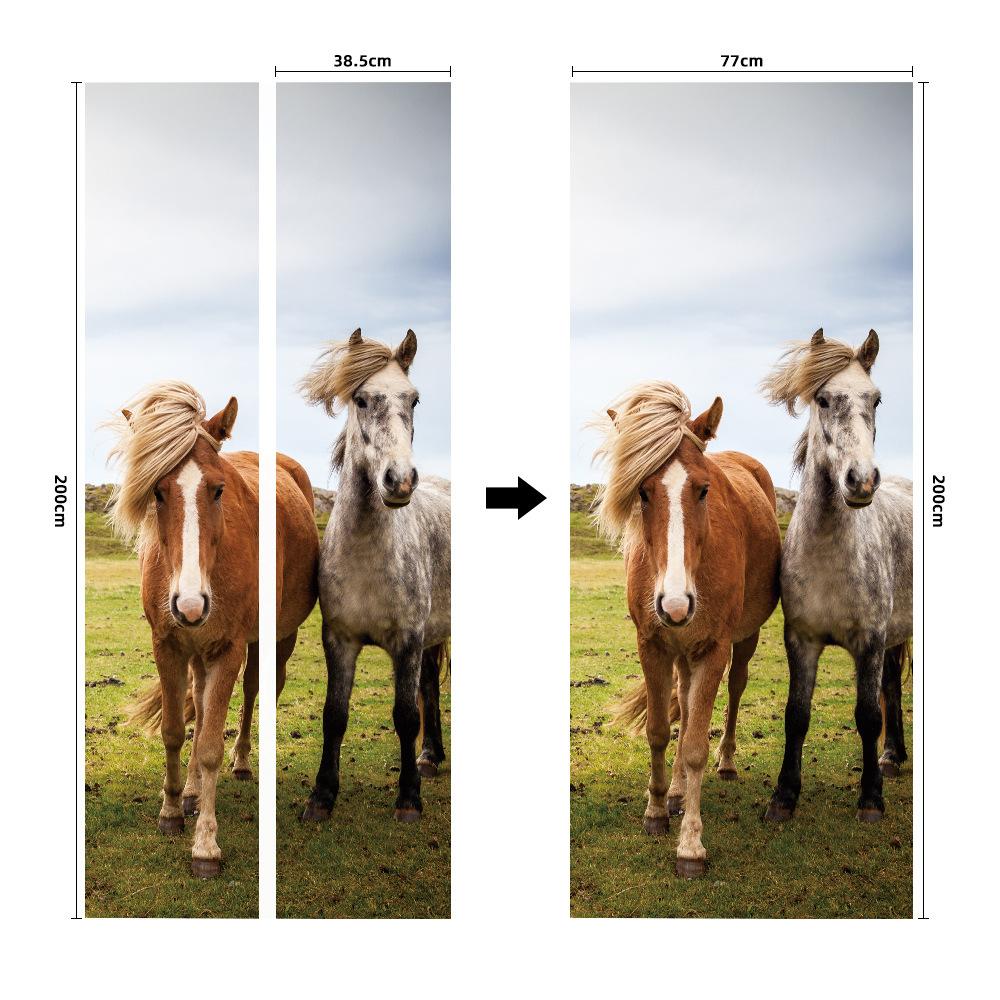 Meiji Creative Environmental Protection Stallion 3D Door Sticker Renovation Self-Adhesive Bedroom Wall Sticker Direct Sales Door Frame